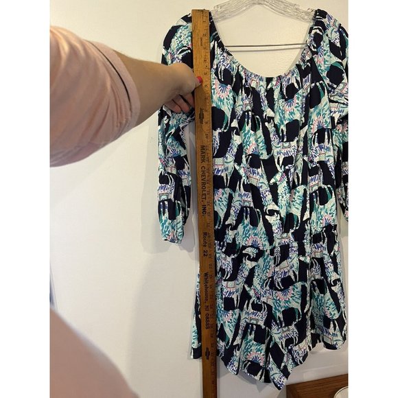 LILY PULITZER Lama Printed Shorts Romper Sz Small Clean Cute 3/4 Sleeve - Picture 8 of 11